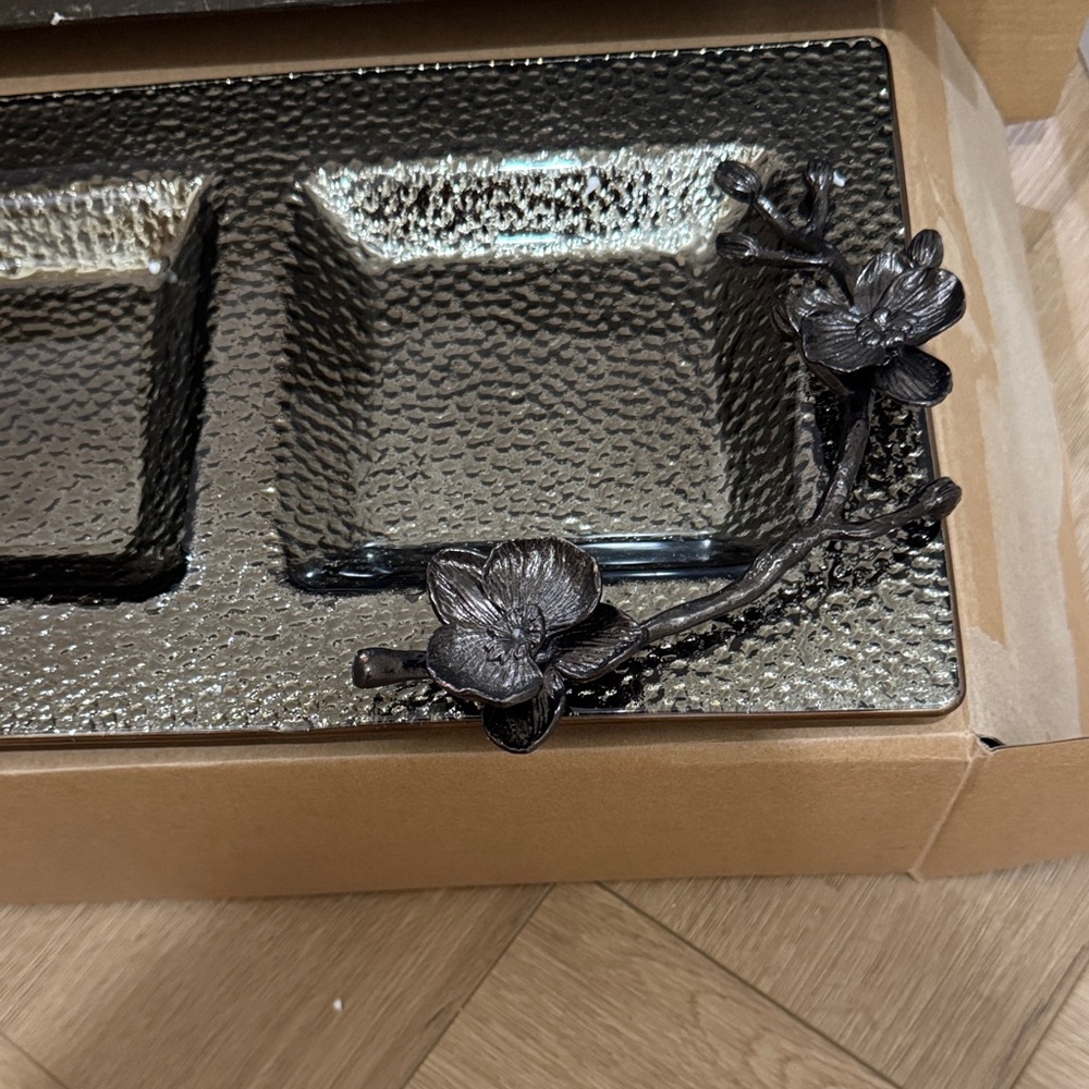 Michael Aram Black Orchid 3 Part Serving Tray - Picture 2 of 5